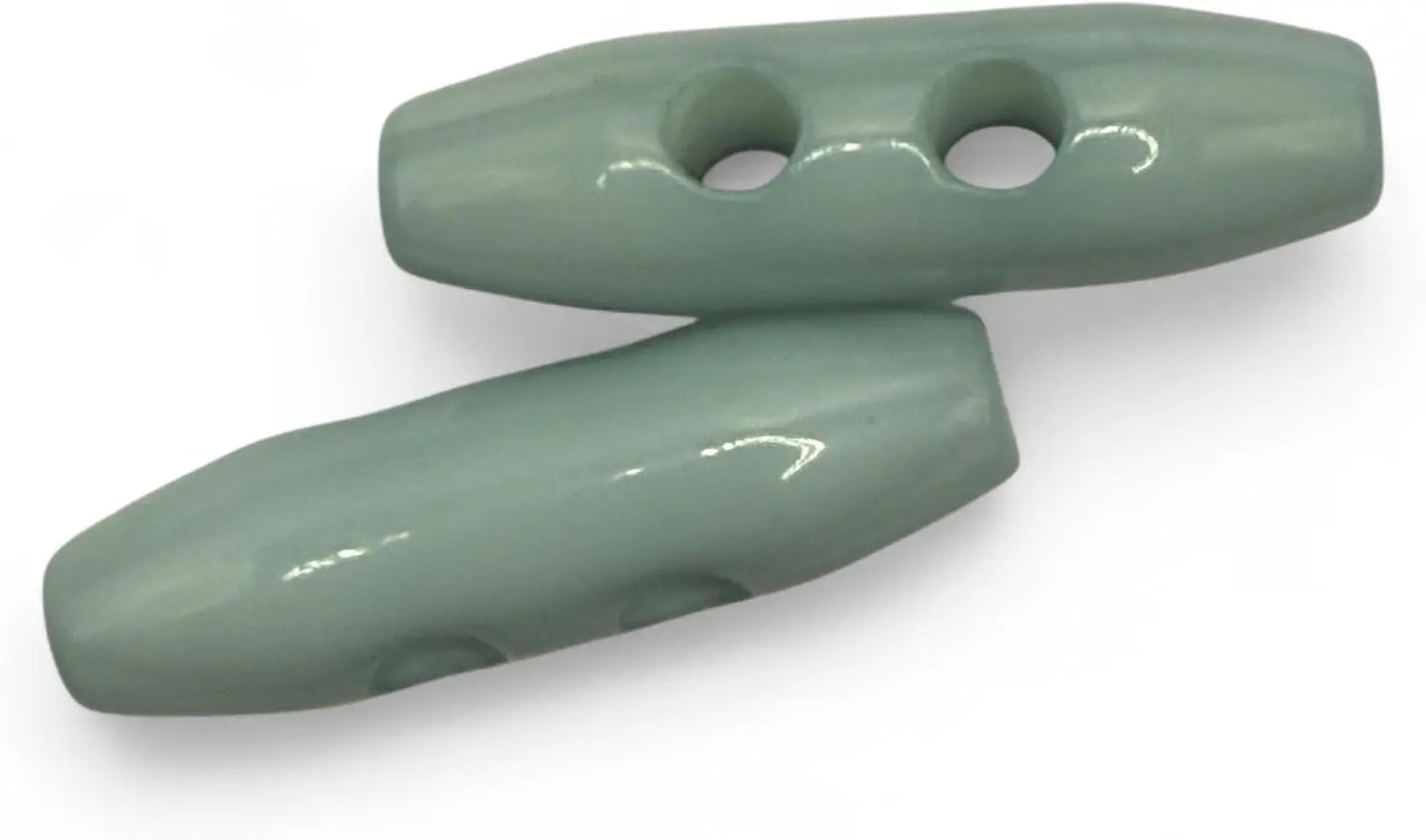 Plastic Toggle Buttons, 38mm, 2-Hole, Baby Blue, Pack of 6