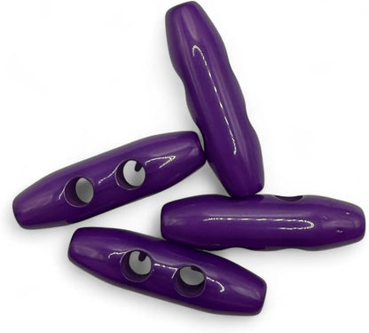 Purple Plastic Toggle Buttons, 38mm, 2-Hole, Pack of 6