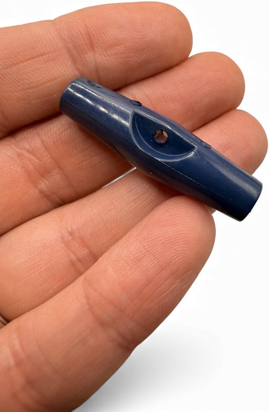 Navy Toggle Button, 37mm, Plastic, One Hole, Pack of 6