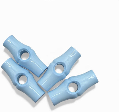 Baby Blue Toggle Buttons, Bamboo Shape, 25mm, One Hole, Pack of 6
