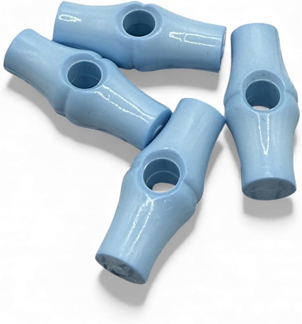 Baby Blue Toggle Buttons, Bamboo Shape, 25mm, One Hole, Pack of 6