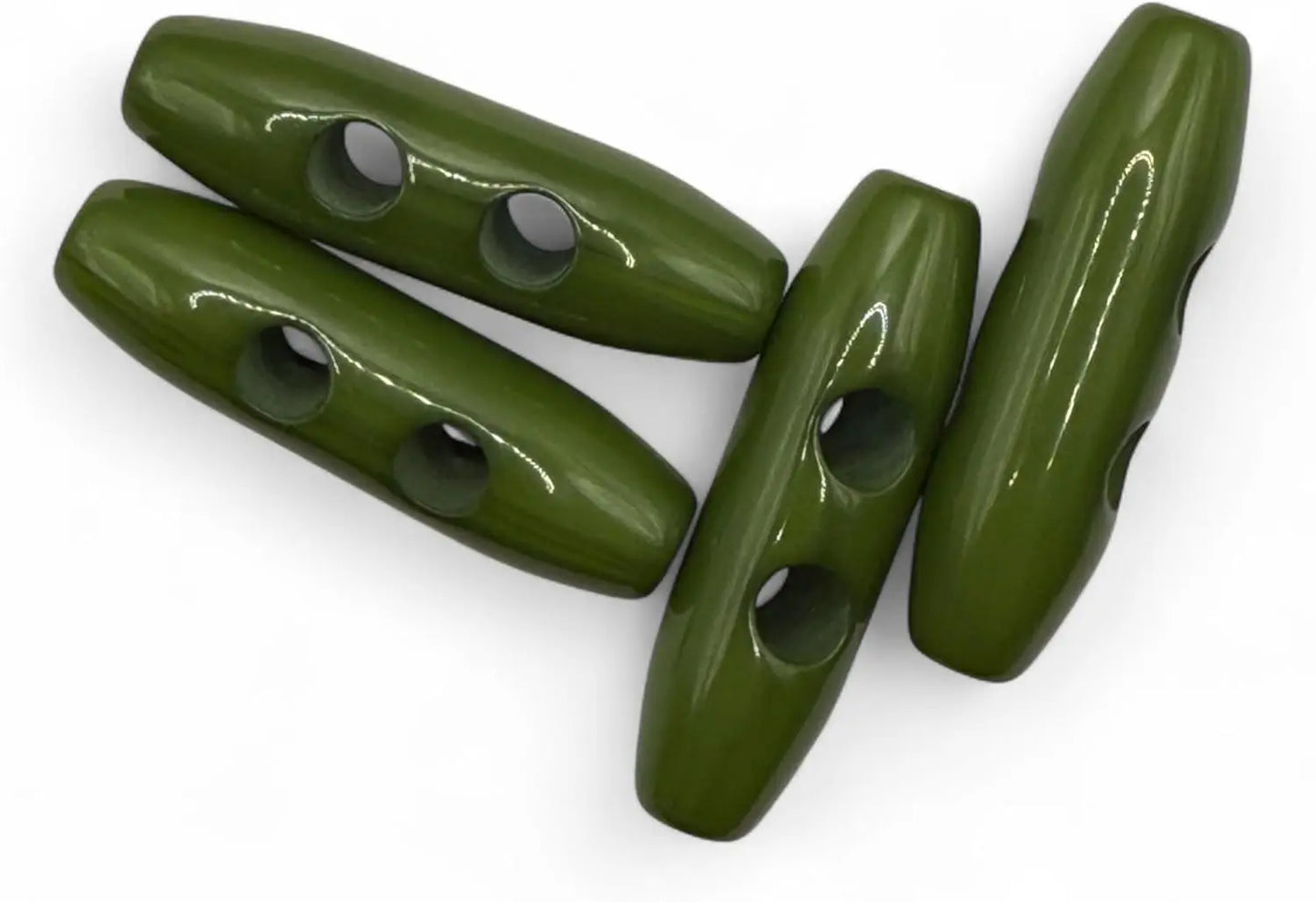 Plastic Toggle Buttons, 2-Hole Design, Green, Pack of 6