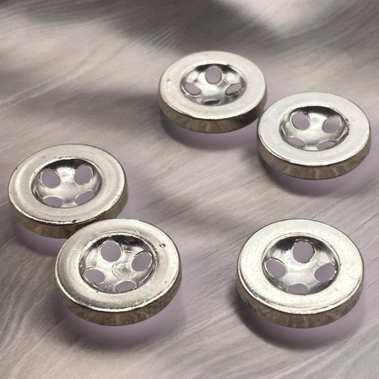 KnitForLess Plastic Shirt Buttons 4 Hole 11mm and 12.5mm Pack of 10 Silver Or Gold