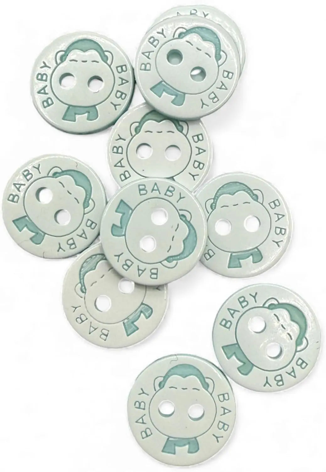Decorative Baby Buttons, 12.5mm, Blue and White, Pack of 10
