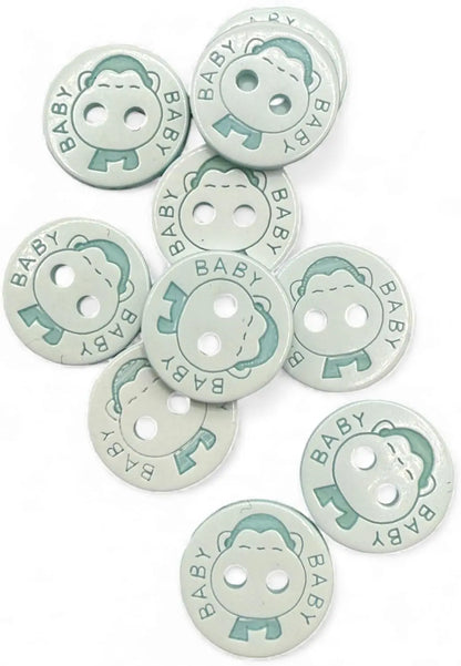 Decorative Baby Buttons, 12.5mm, Blue and White, Pack of 10