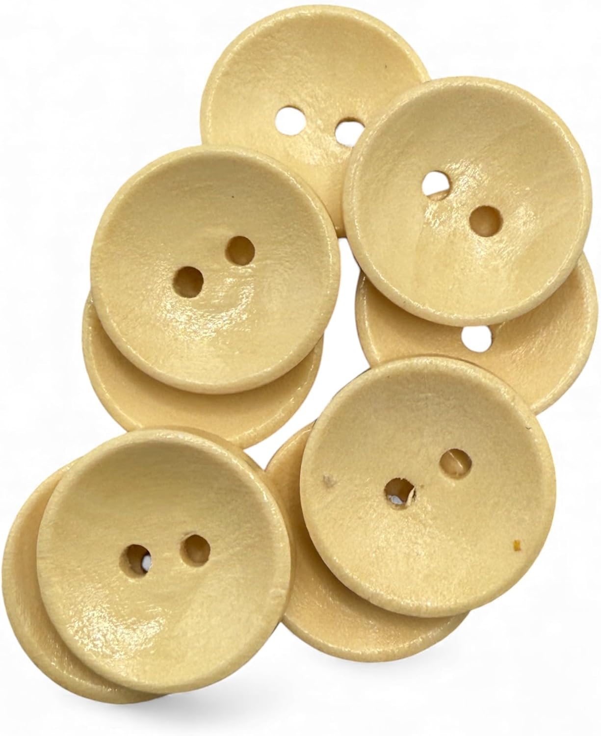 Wooden Sewing Buttons, Oval Shape, 2 Hole, Light Brown, 18mm, Pack of 10