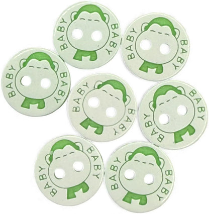Baby Buttons, Green and White, 12.5mm, Pack of 10