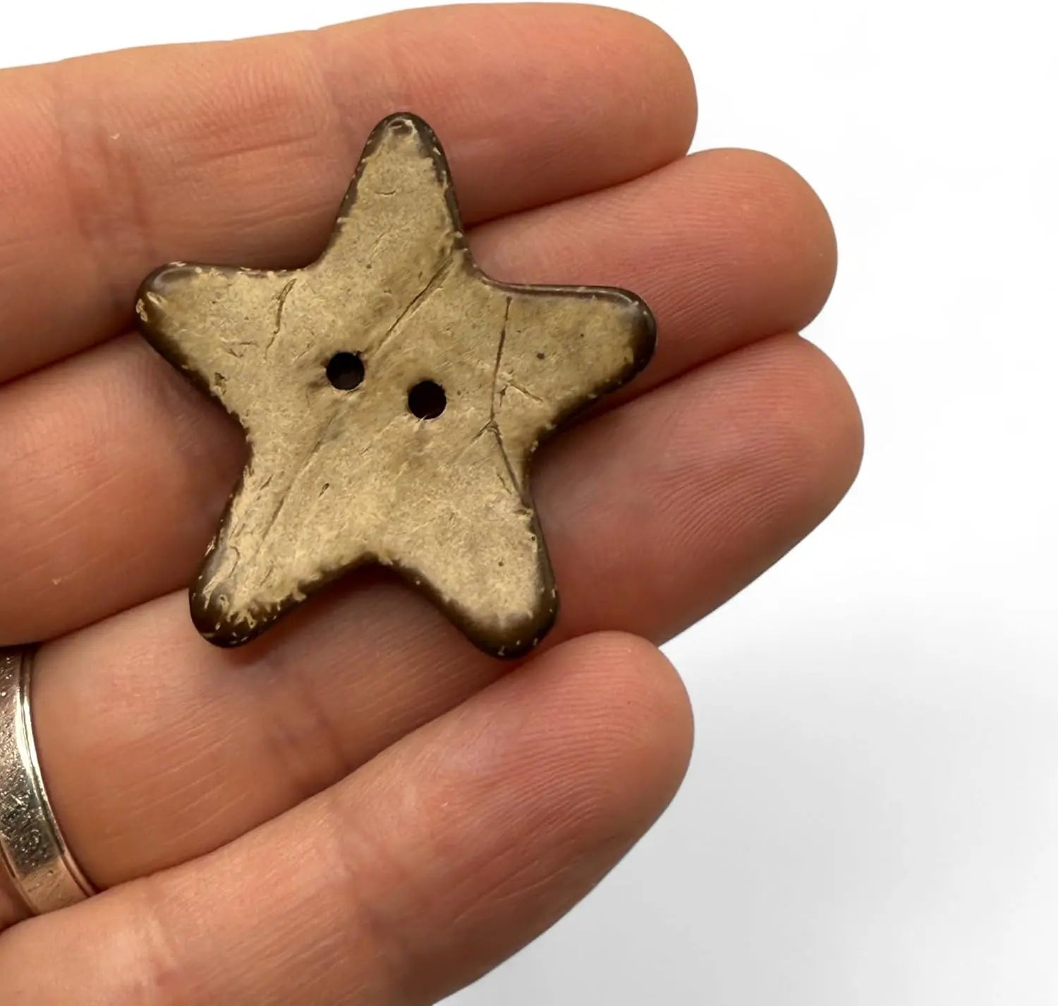 Natural Coconut Star Shaped Buttons, 35mm, 2-Hole, Pack of 6