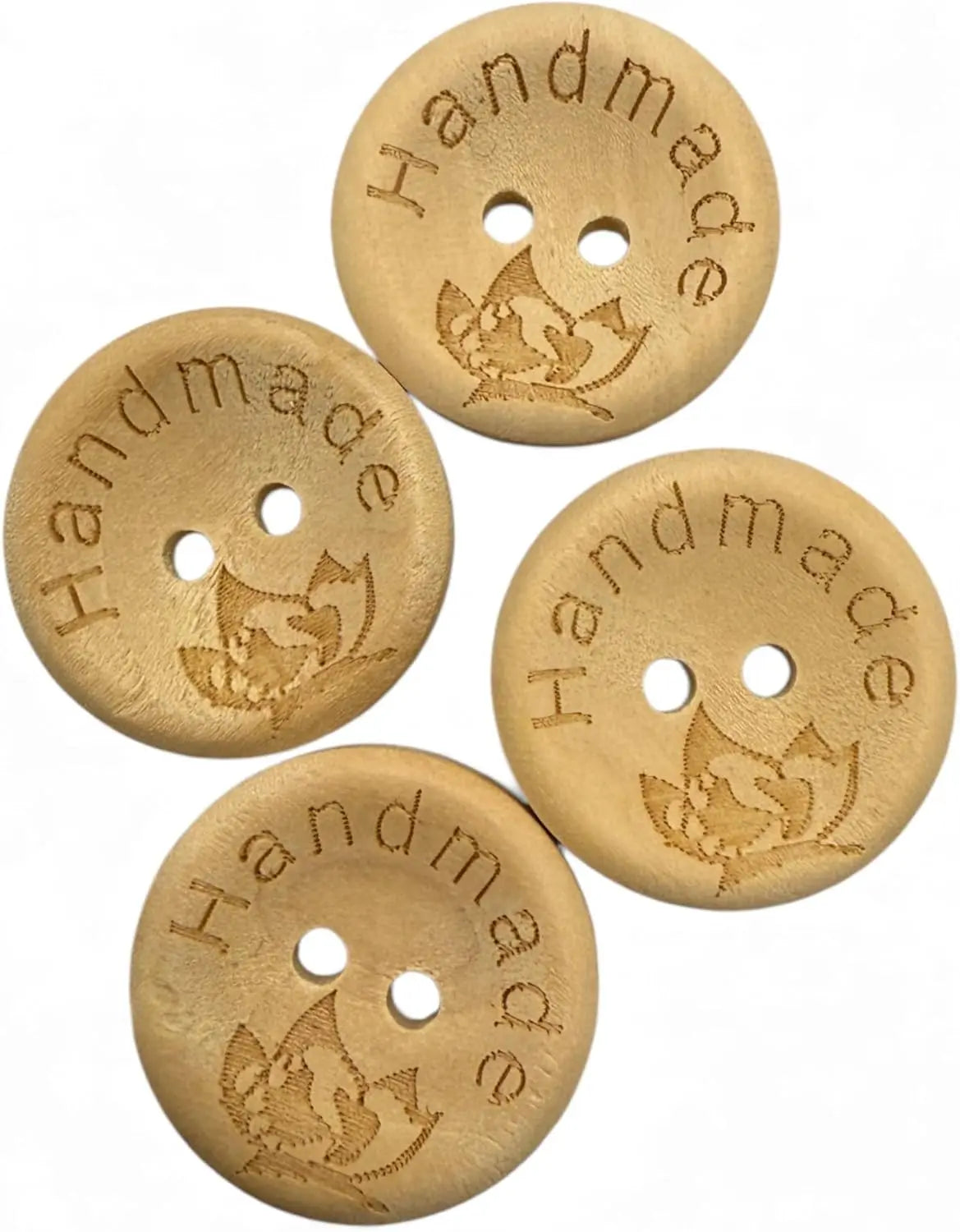 Natural Wooden Buttons, 20mm Diameter, Handmade Engraved Design, Pack of 10, Round Shape, Decorative Craft Accessories