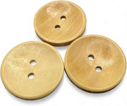 Wooden Buttons, Oval, 25mm, 2 Hole, Natural Material, Pack of 10