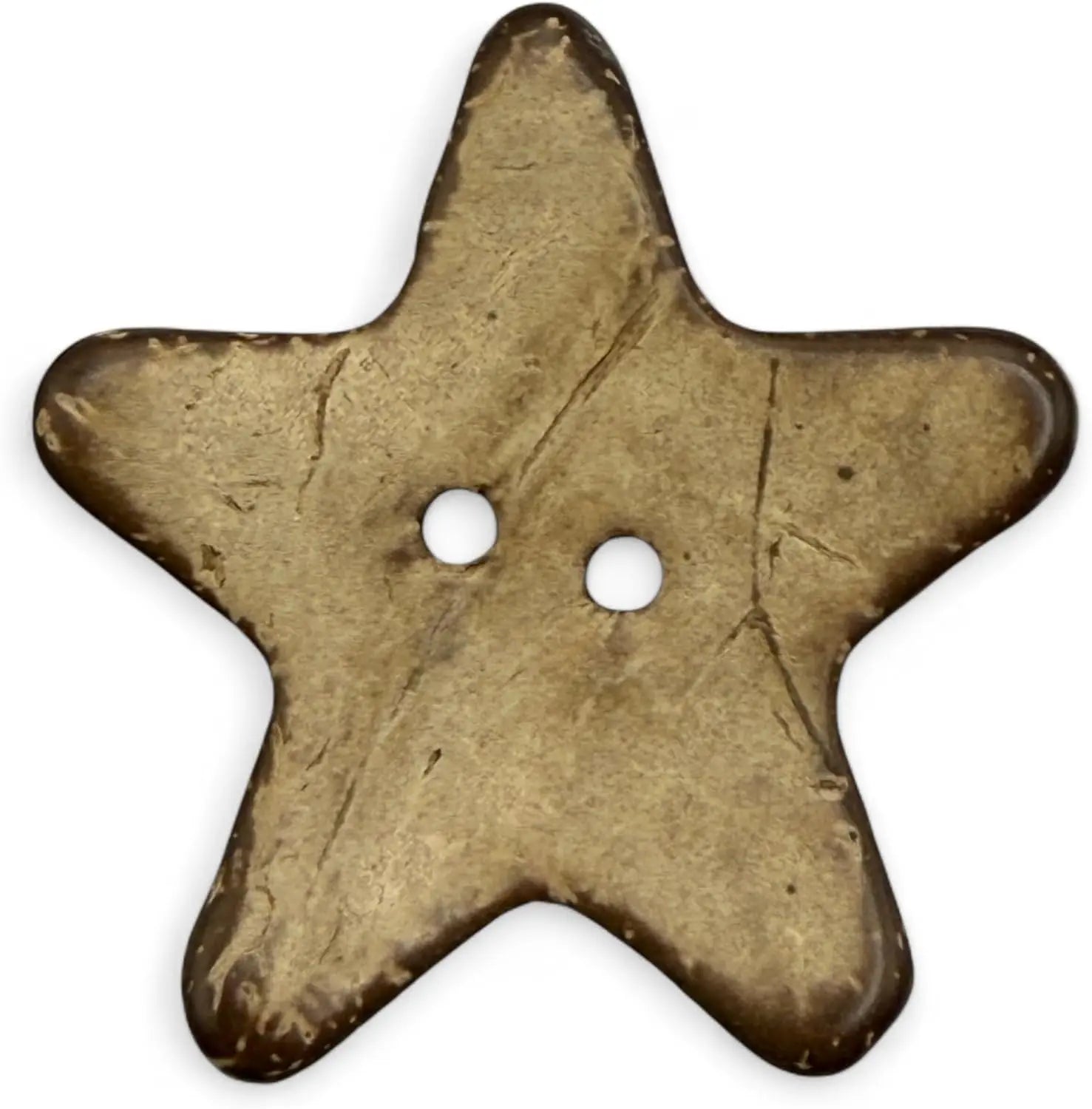 Natural Coconut Star Shaped Buttons, 35mm, 2-Hole, Pack of 6