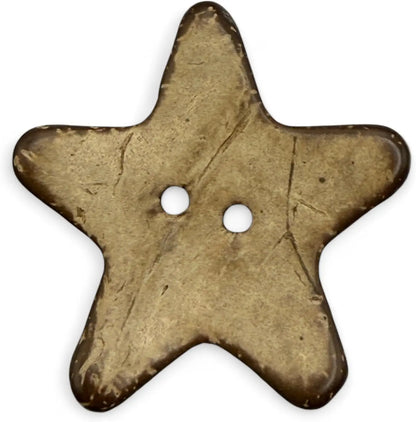 Natural Coconut Star Shaped Buttons, 35mm, 2-Hole, Pack of 6