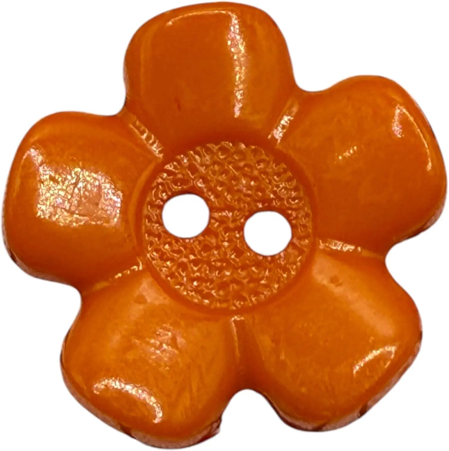 Decorative Acrylic Flower Buttons, 20mm, Orange, 2-Hole Design, Pack of 10