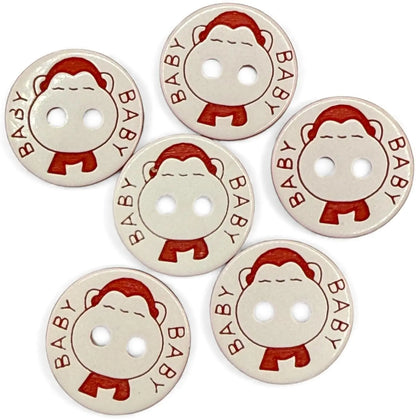 Decorative Baby Buttons, Red and White, 12.5mm, Pack of 10