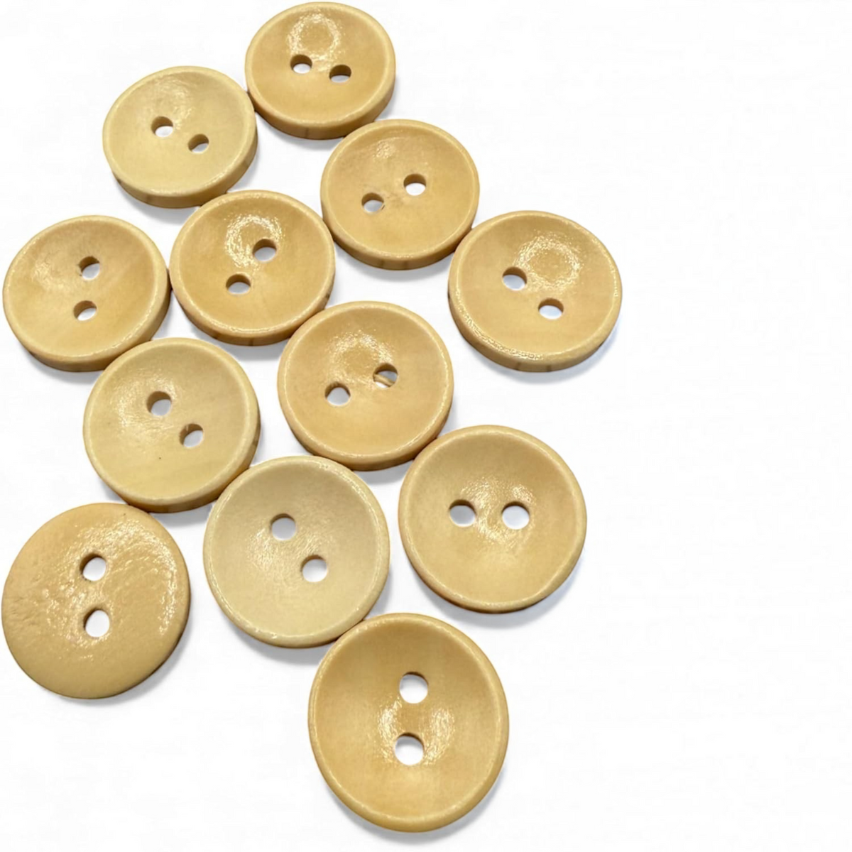 15mm Light Brown Oval Wooden Buttons, 2 Hole, Pack of 10
