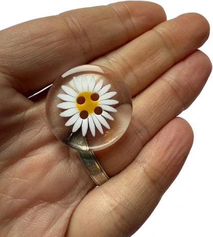 Clear Resin Daisy Flower Shaped Buttons, 25mm, 4 Hole, for Sewing, Knitting, Jewellery Making, Craft Projects, Home Décor Pack of 10