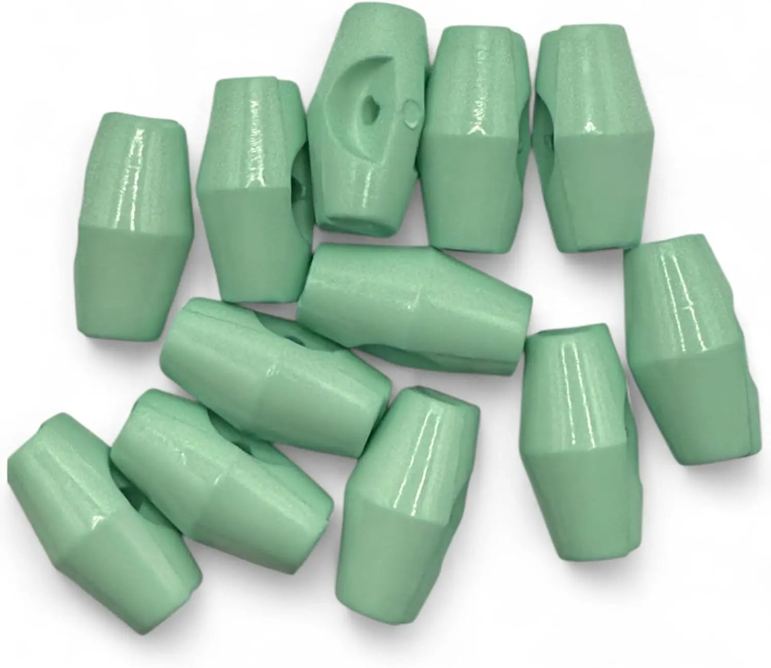 Toggle Buttons for Baby Clothing, 19mm Mint Green Plastic Duffle Fasteners, 6-Pack