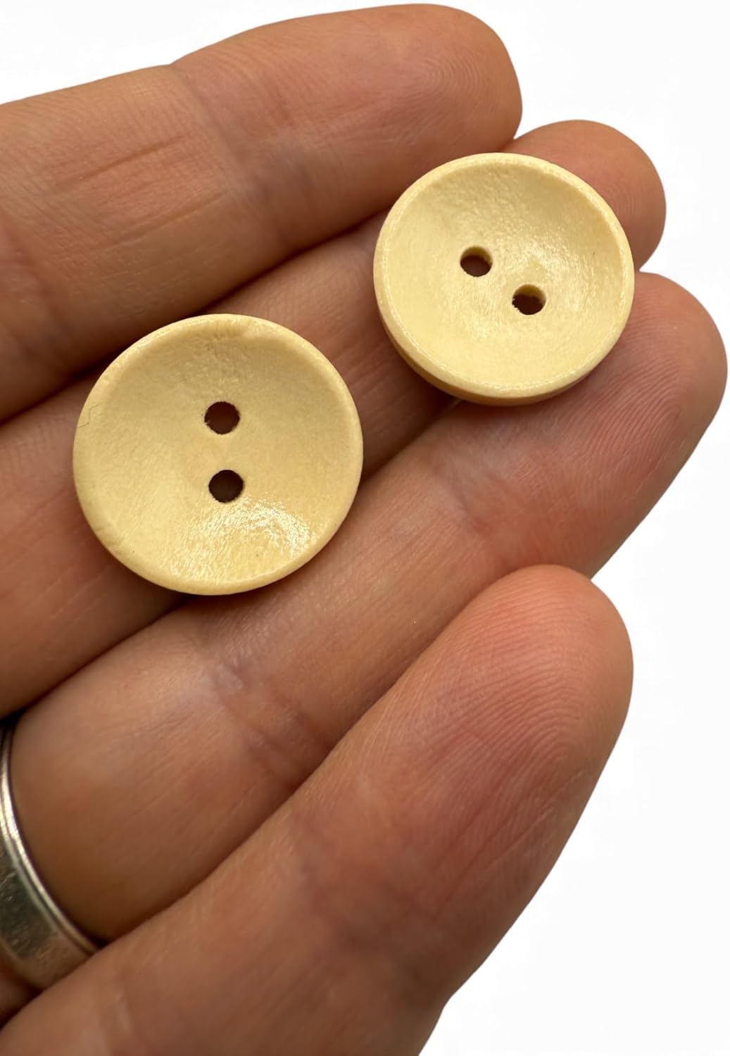 Wooden Sewing Buttons, Oval Shape, 2 Hole, Light Brown, 18mm, Pack of 10