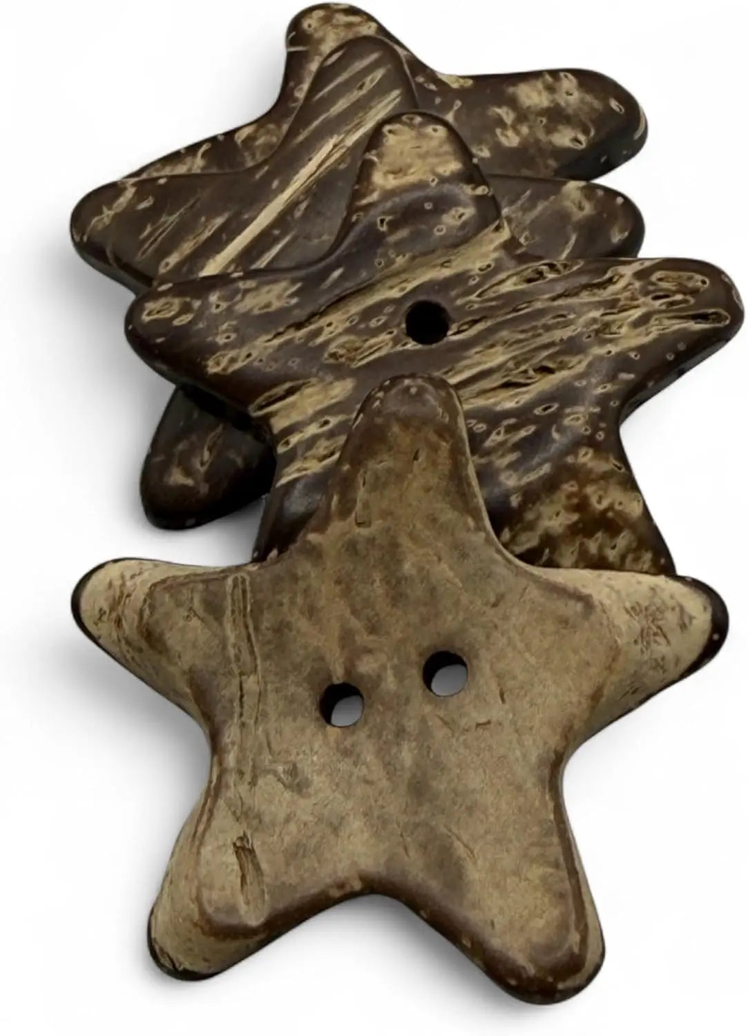 Natural Coconut Star Shaped Buttons, 35mm, 2-Hole, Pack of 6