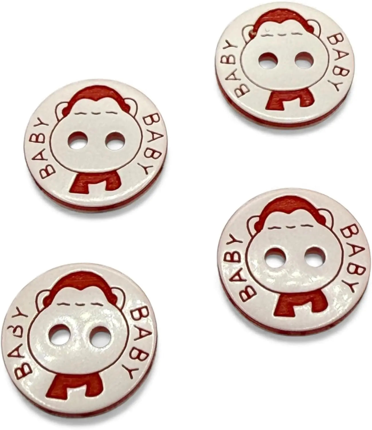 Decorative Baby Buttons, Red and White, 12.5mm, Pack of 10