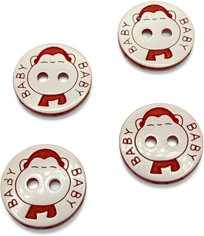 Decorative Baby Buttons, Red and White, 12.5mm, Pack of 10