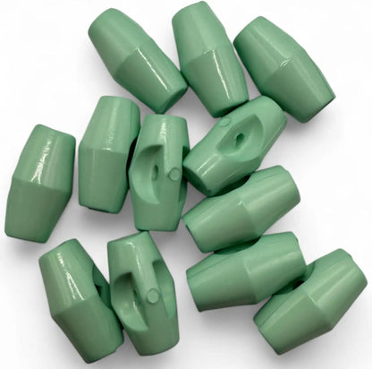 Toggle Buttons for Baby Clothing, 19mm Mint Green Plastic Duffle Fasteners, 6-Pack