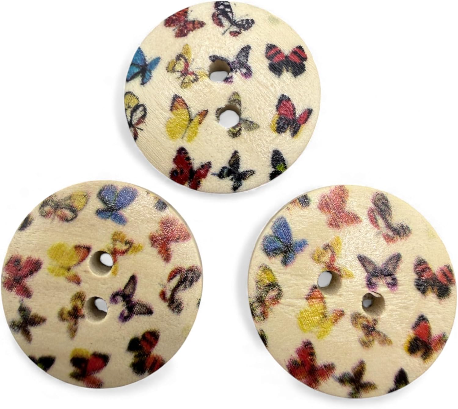 Wooden Buttons with Butterfly Pattern, 20mm, Pack of 10