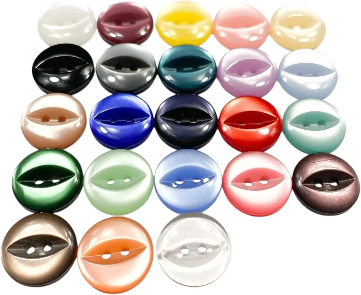 Fisheye Sewing Buttons, 11mm 14mm 16mm, 3 Sizes, Pack of 12, Multi-Colour (01 White, 11mm)