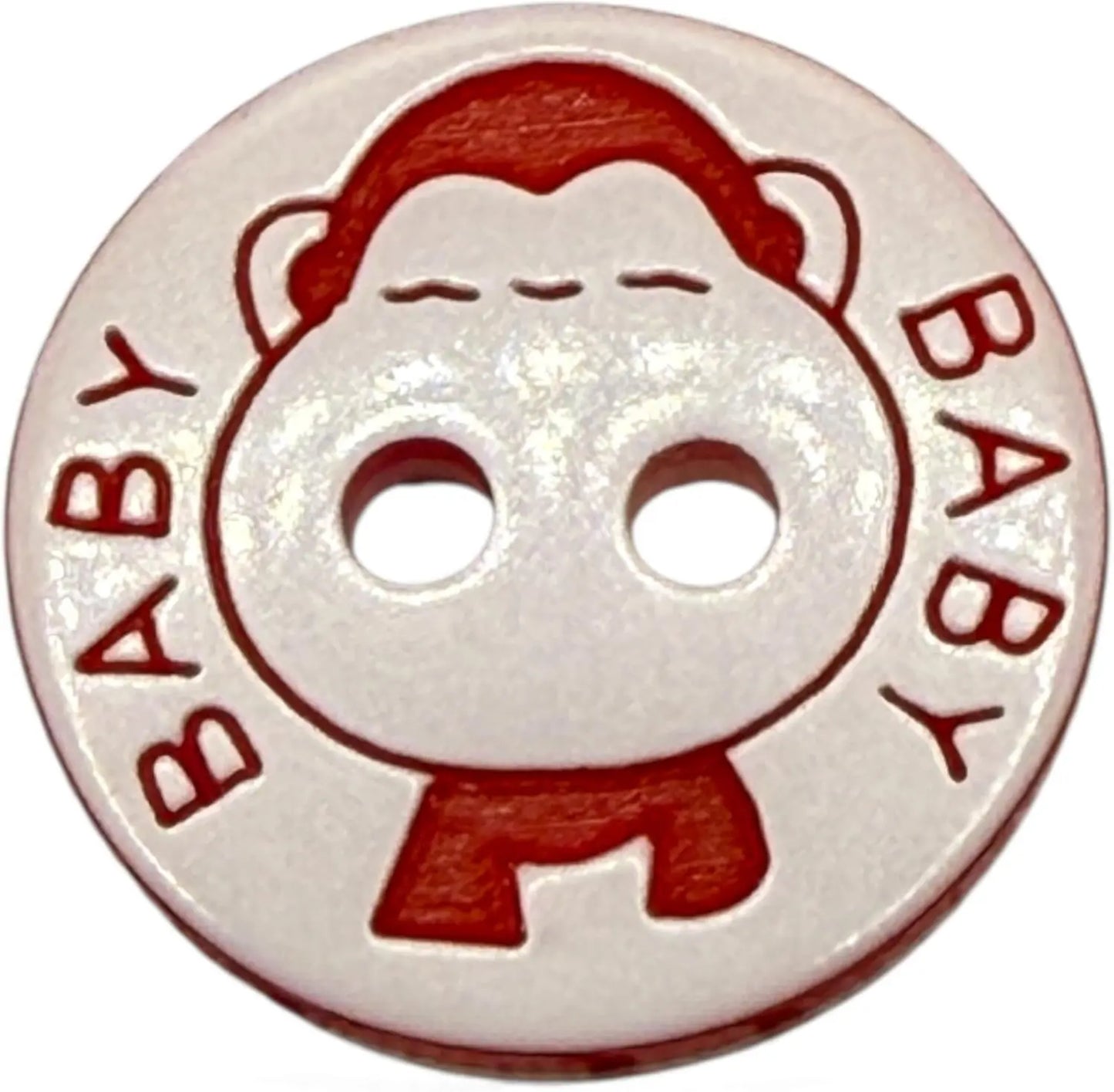 Decorative Baby Buttons, Red and White, 12.5mm, Pack of 10