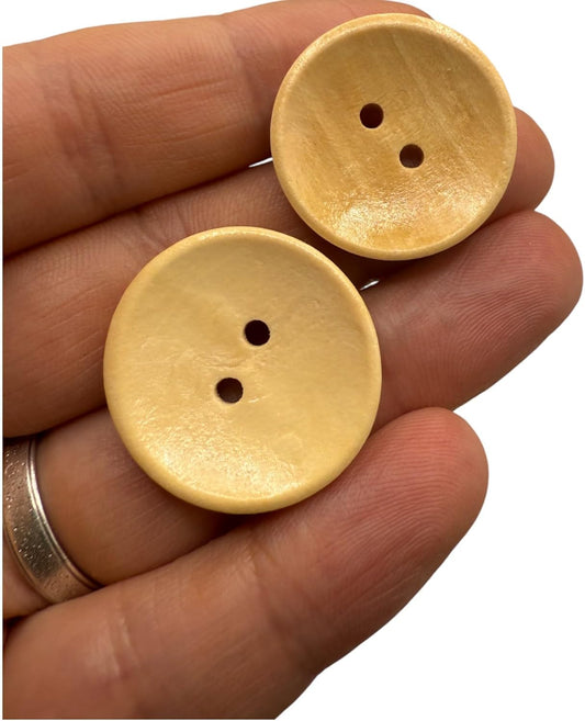 Wooden Buttons, Oval, 25mm, 2 Hole, Natural Material, Pack of 10