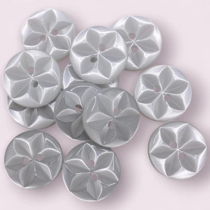 Star Sewing Buttons, 11mm 14mm 16mm, 11 Colours, Pack of 12, Classic British Style (01 White, 11mm)