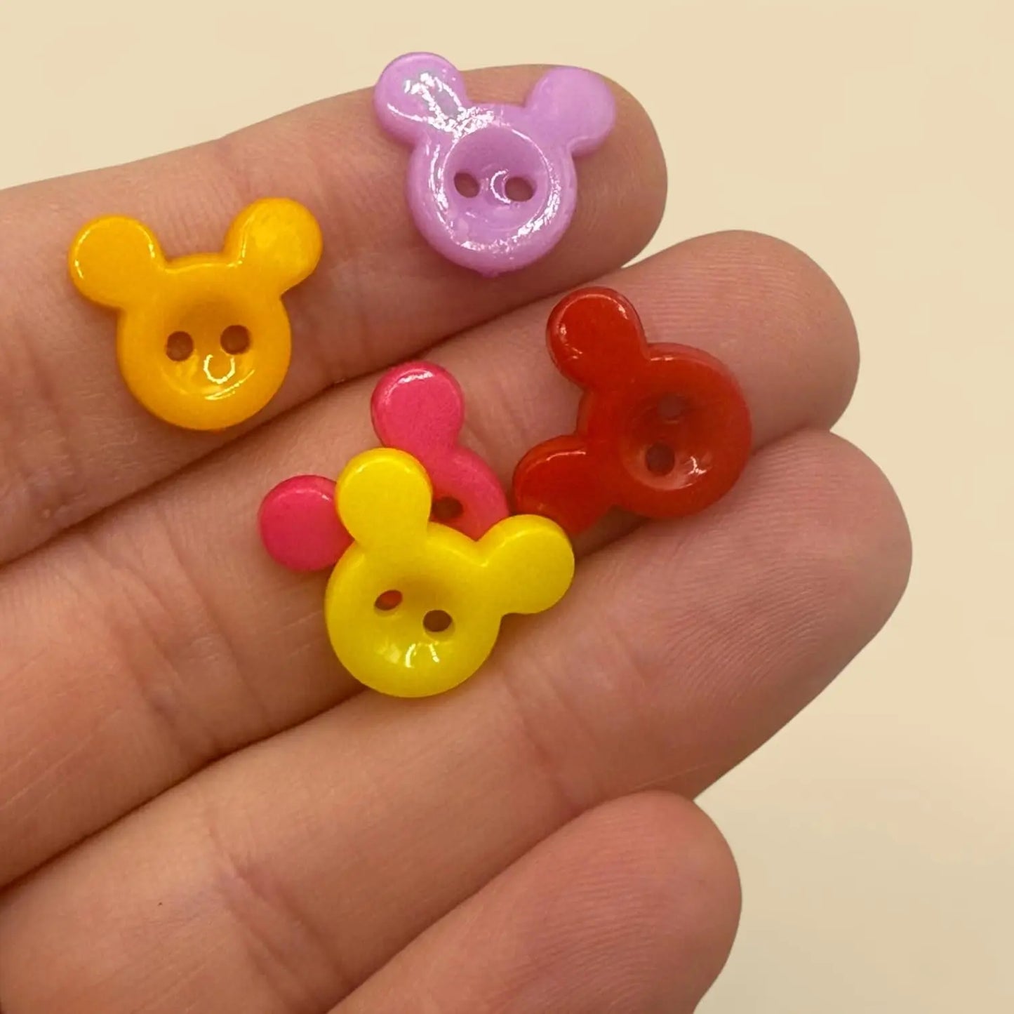 Children's Mickey Mouse Plastic Buttons, 14mm, Pack of 20, for Crafts and Sewing