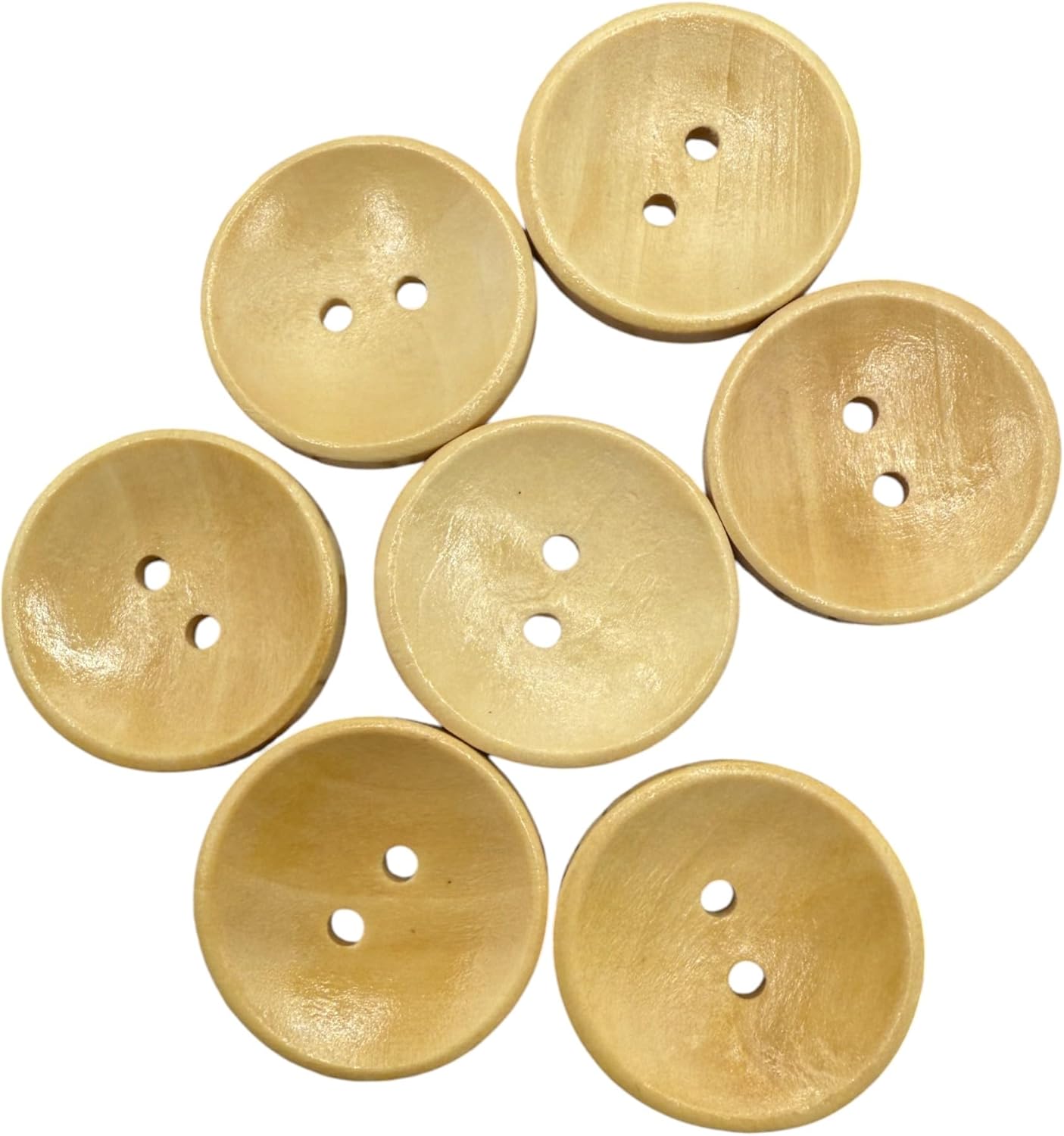 Wooden Buttons, Oval, 25mm, 2 Hole, Natural Material, Pack of 10