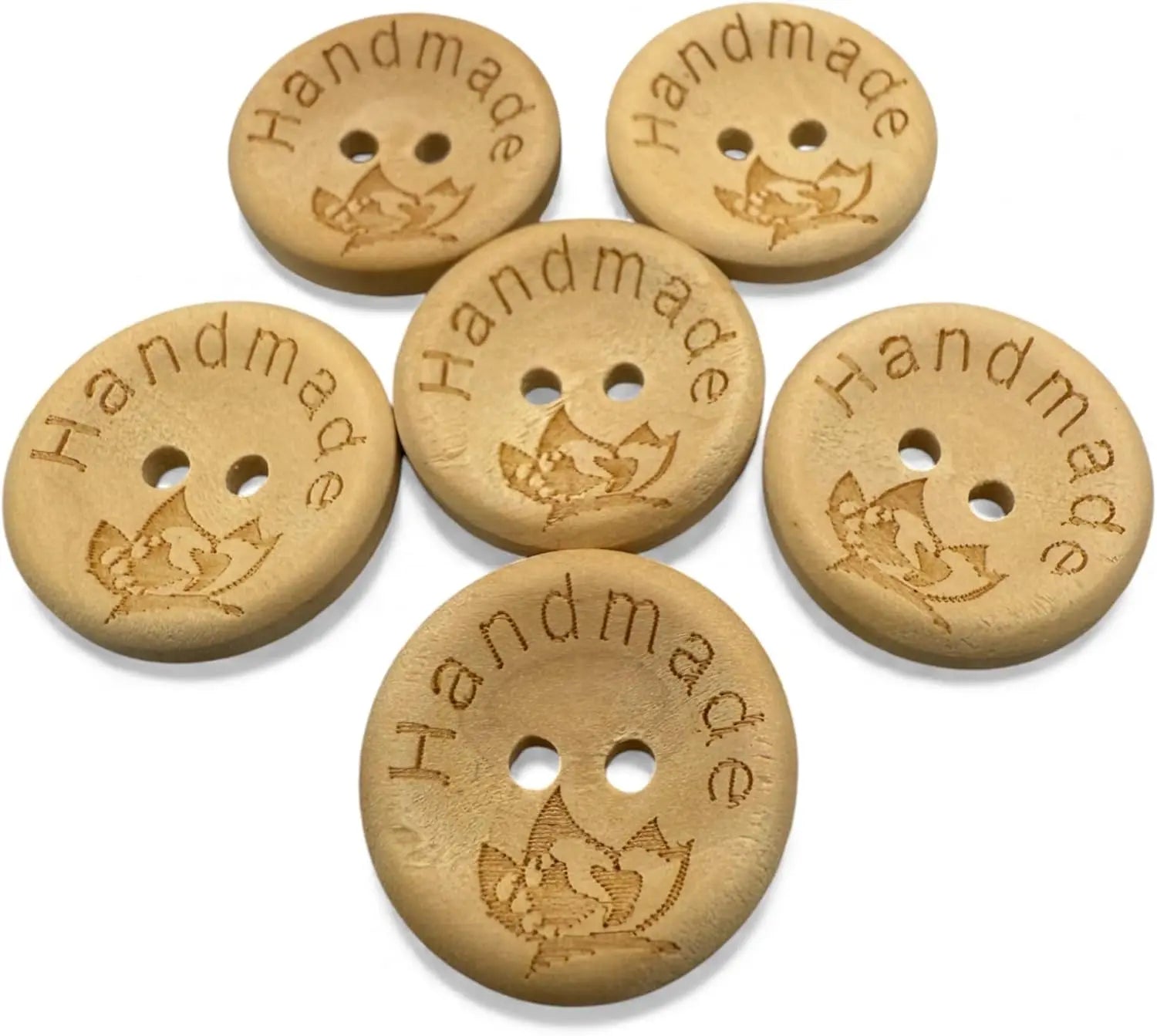 Natural Wooden Buttons, 20mm Diameter, Handmade Engraved Design, Pack of 10, Round Shape, Decorative Craft Accessories