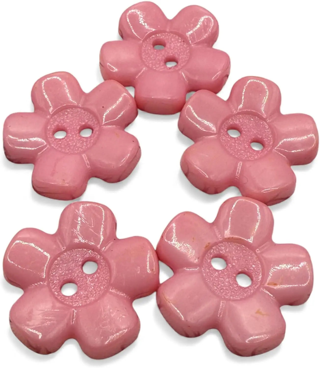 Decorative Acrylic Flower Buttons, Baby Pink, 20mm, 2-Hole Design, Pack of 10