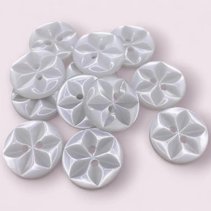 Star Sewing Buttons, 11mm 14mm 16mm, 11 Colours, Pack of 12, Classic British Style (01 White, 11mm)