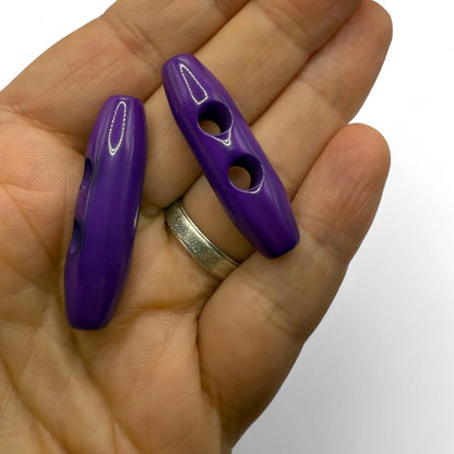 Purple Plastic Toggle Buttons, 38mm, 2-Hole, Pack of 6