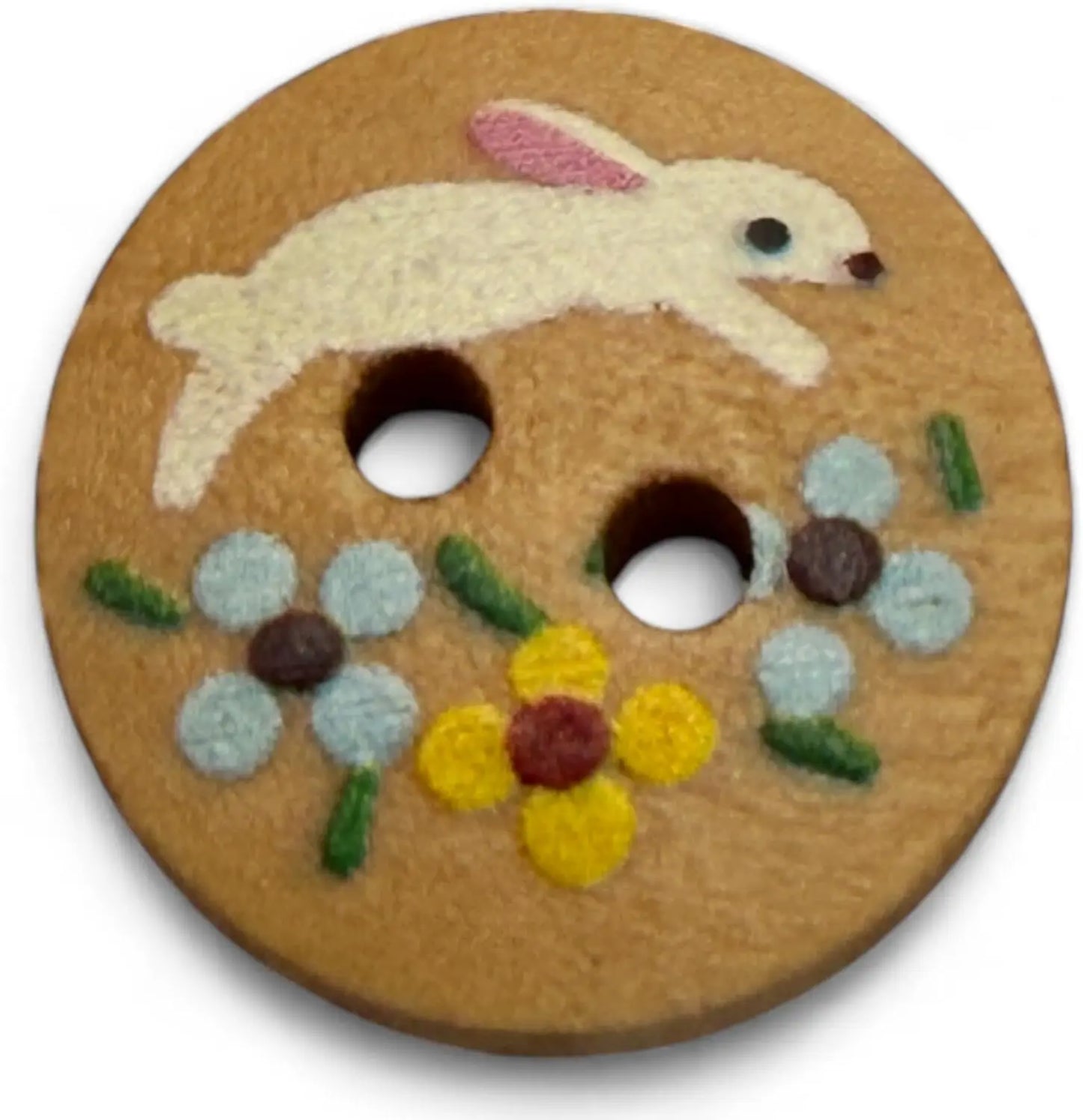 Wooden Rabbit Design Buttons, 15mm Natural Color, Children's Craft Pack, 10 Pieces