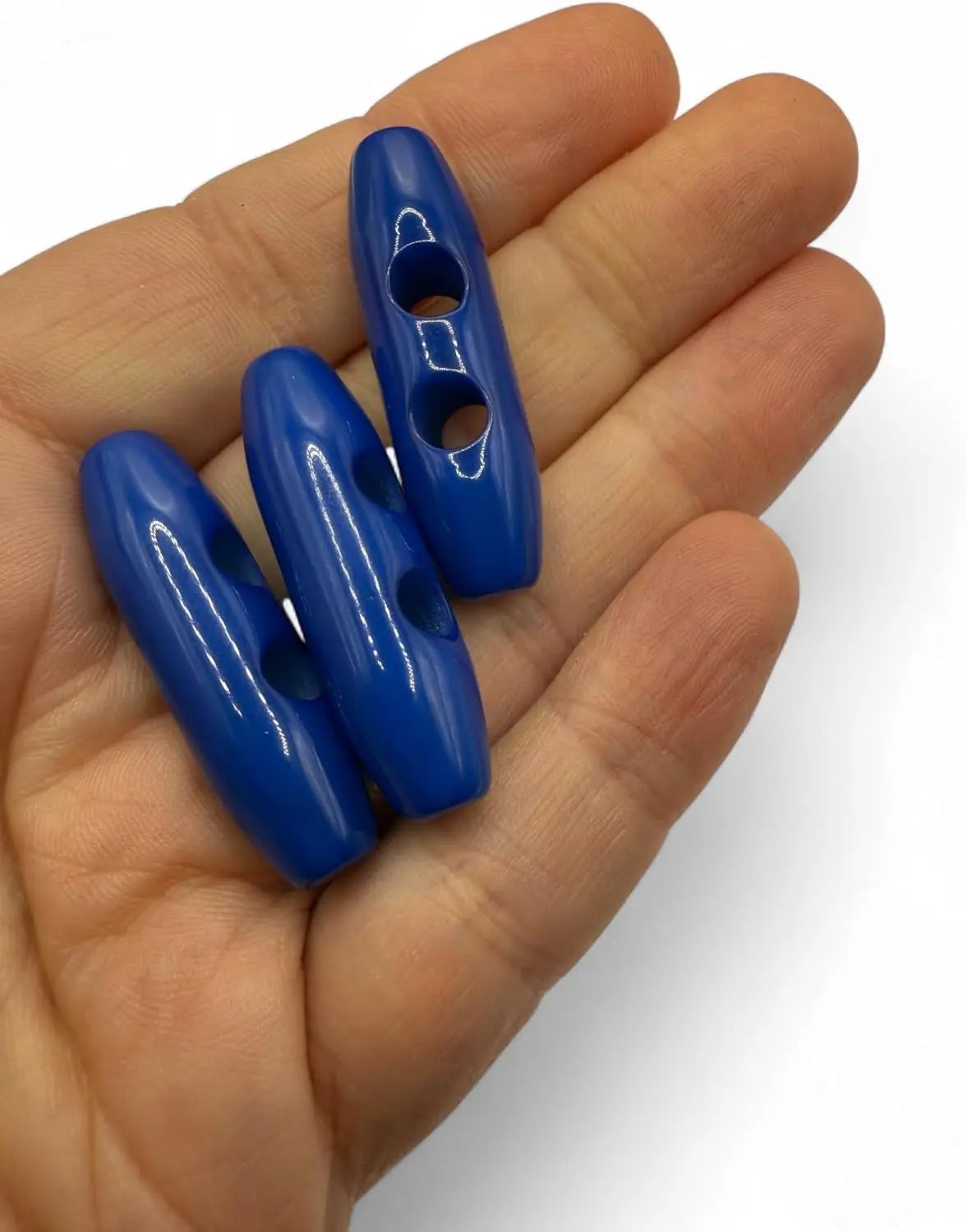 Plastic Toggle Buttons, 38mm, 2-Hole, Navy Blue, Pack of 6