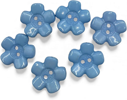 Blue Acrylic Flower Buttons, 20mm, 2 Hole Design, Pack of 10