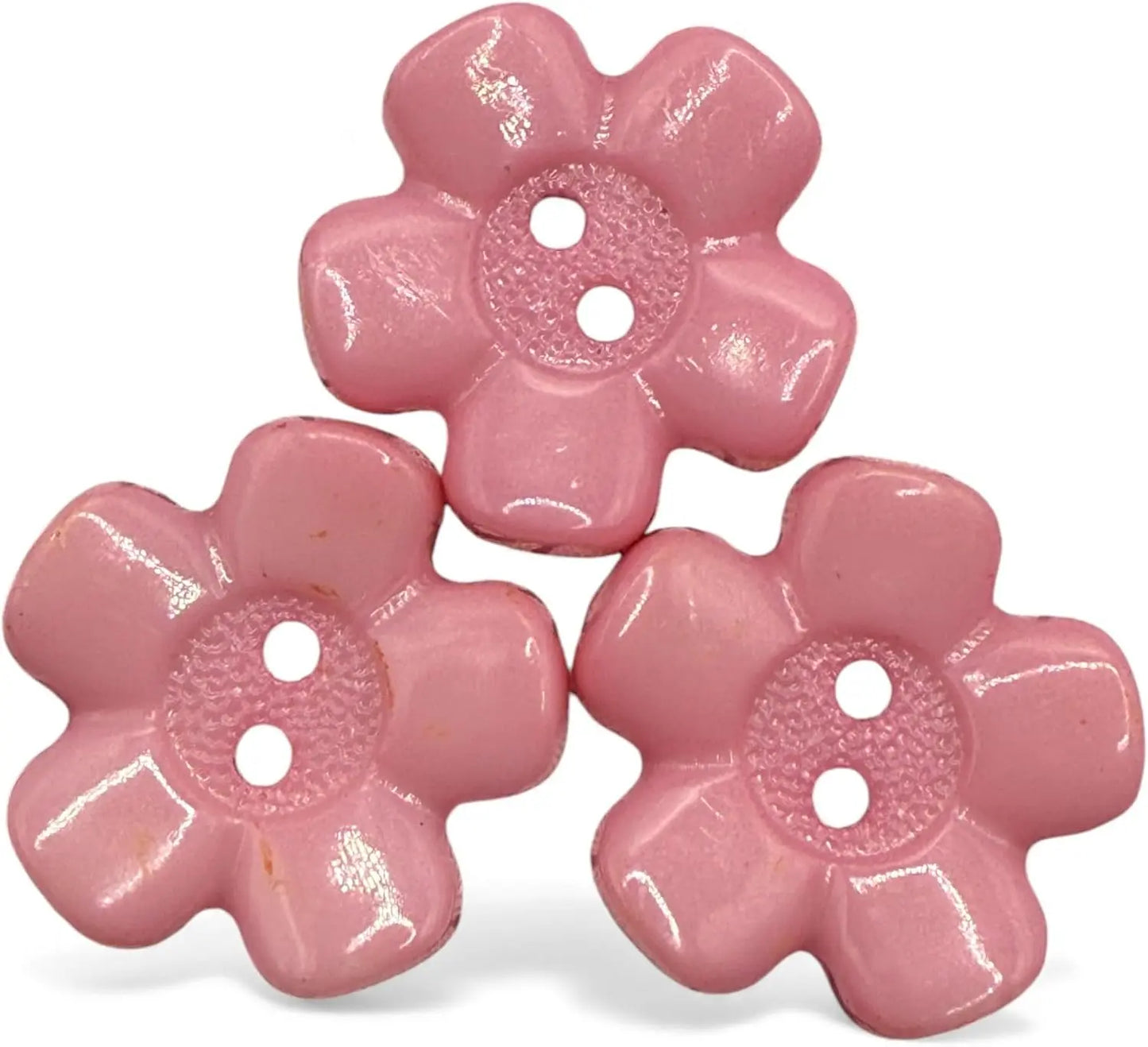 Decorative Acrylic Flower Buttons, Baby Pink, 20mm, 2-Hole Design, Pack of 10