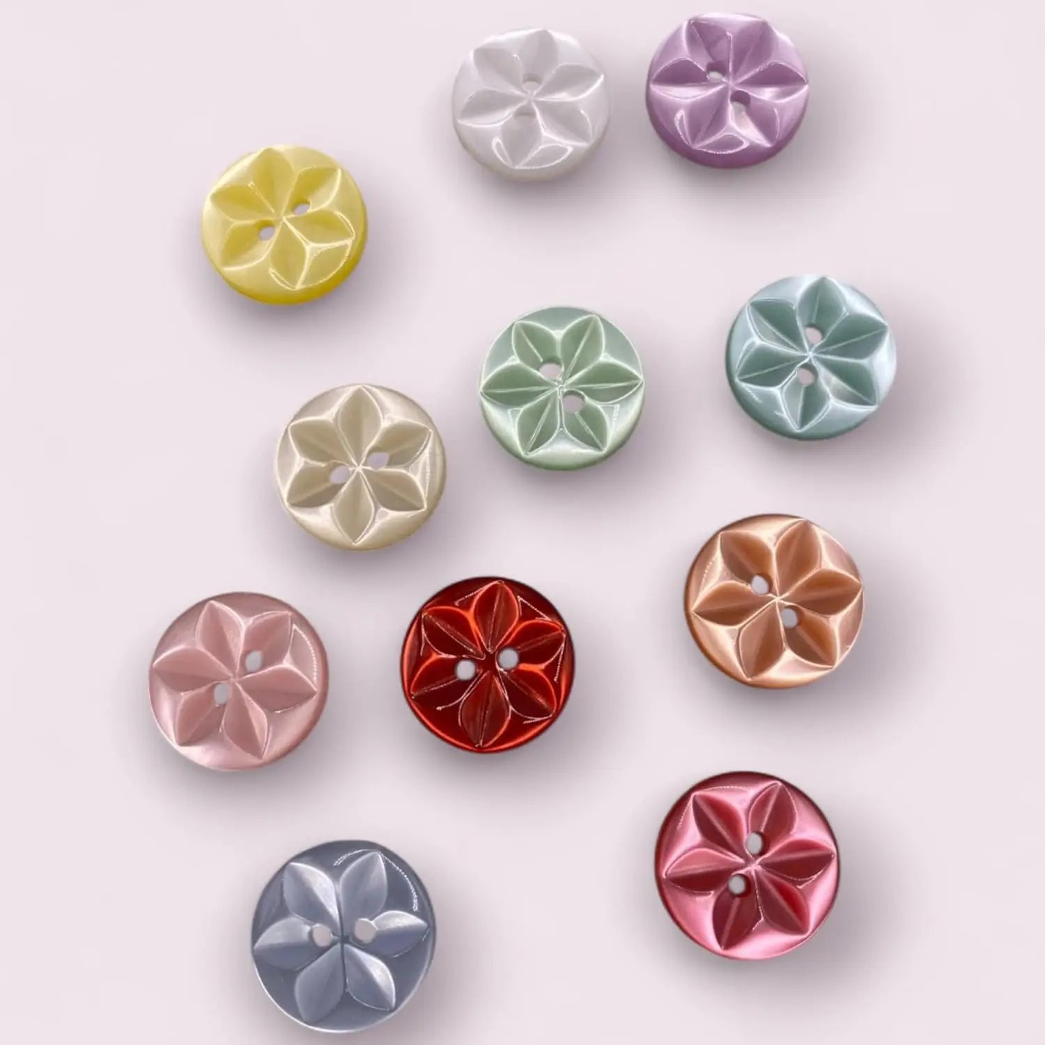 Star Sewing Buttons, 11mm 14mm 16mm, 11 Colours, Pack of 12, Classic British Style (01 White, 11mm)