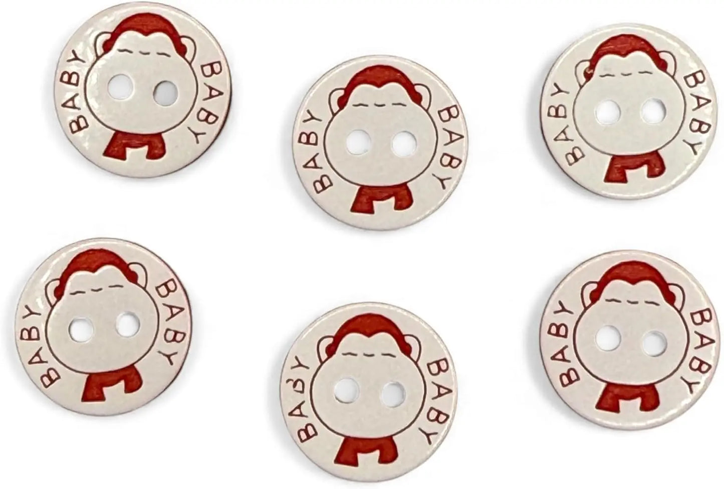Decorative Baby Buttons, Red and White, 12.5mm, Pack of 10