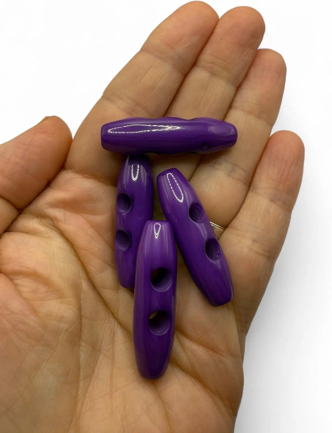 Purple Plastic Toggle Buttons, 38mm, 2-Hole, Pack of 6