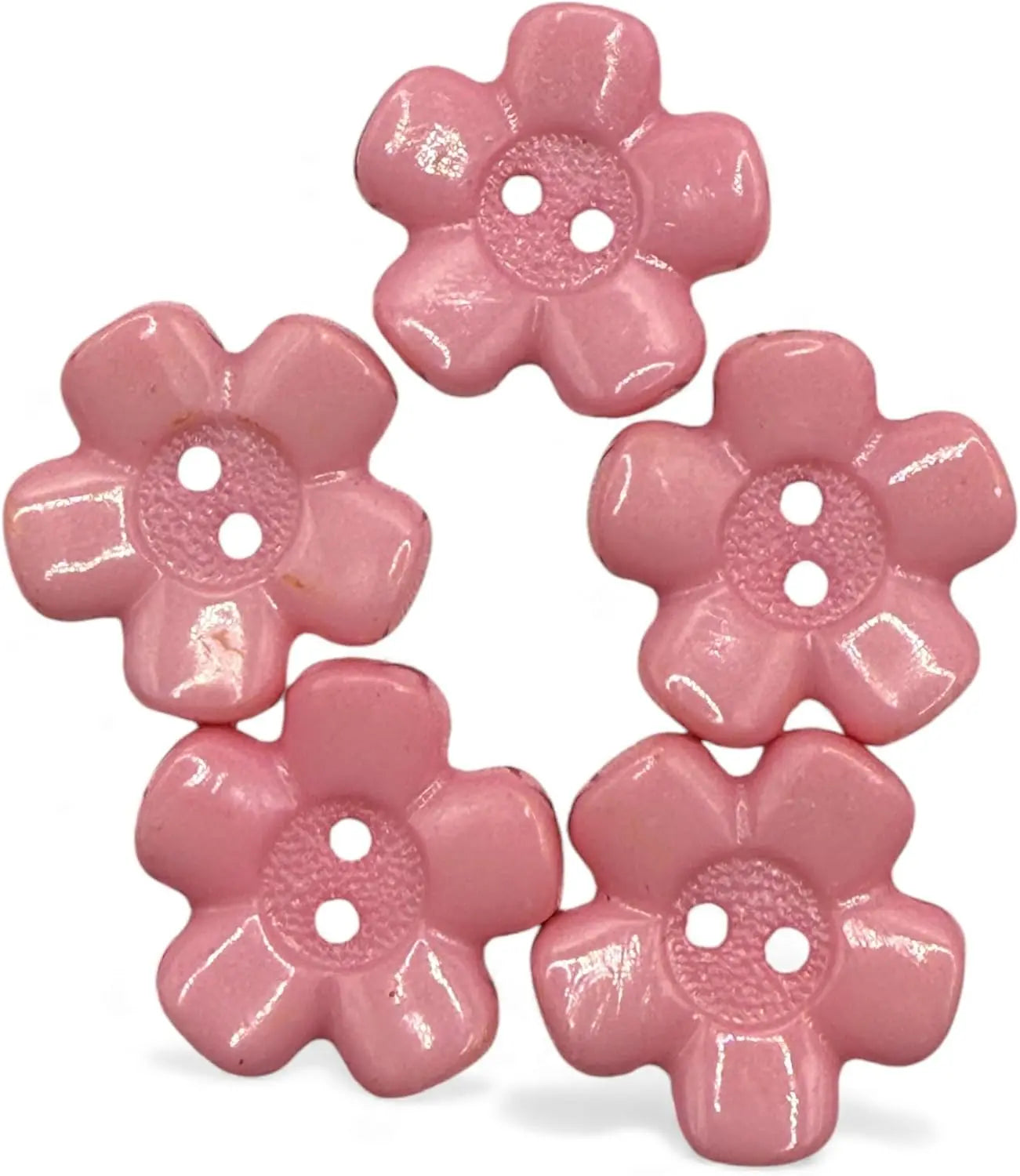Decorative Acrylic Flower Buttons, Baby Pink, 20mm, 2-Hole Design, Pack of 10