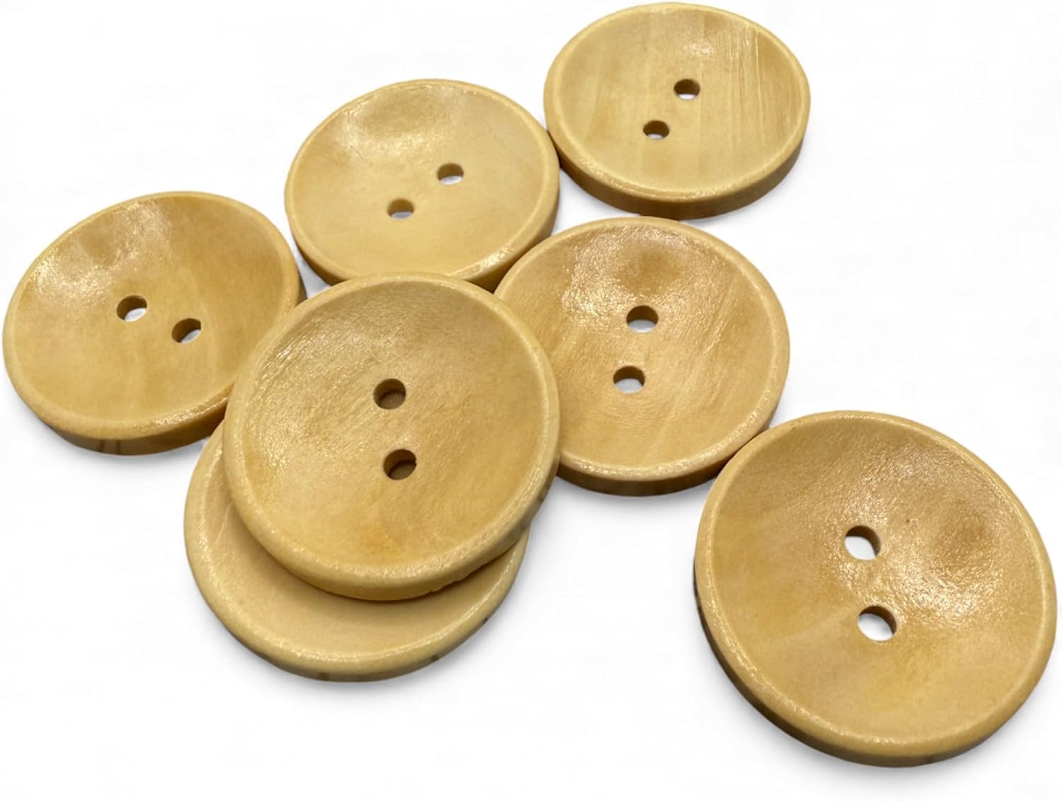 Wooden Buttons, Oval, 25mm, 2 Hole, Natural Material, Pack of 10