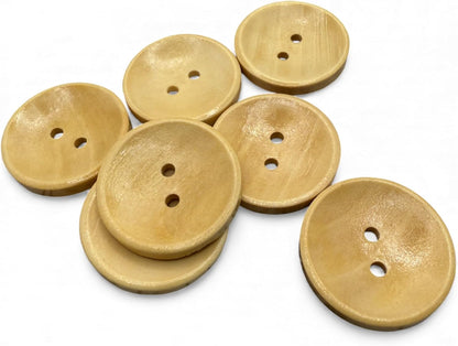 Wooden Buttons, Oval, 25mm, 2 Hole, Natural Material, Pack of 10