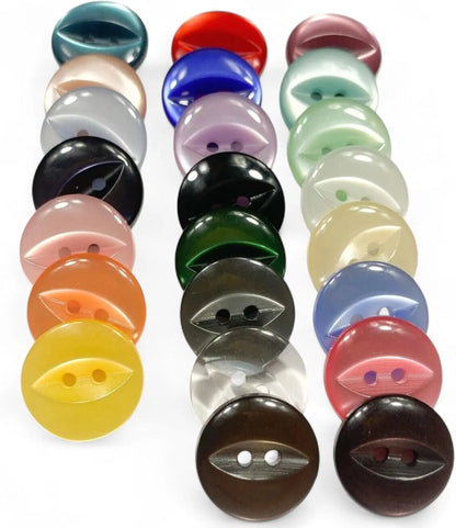Fisheye Sewing Buttons, 11mm 14mm 16mm, 3 Sizes, Pack of 12, Multi-Colour (01 White, 11mm)