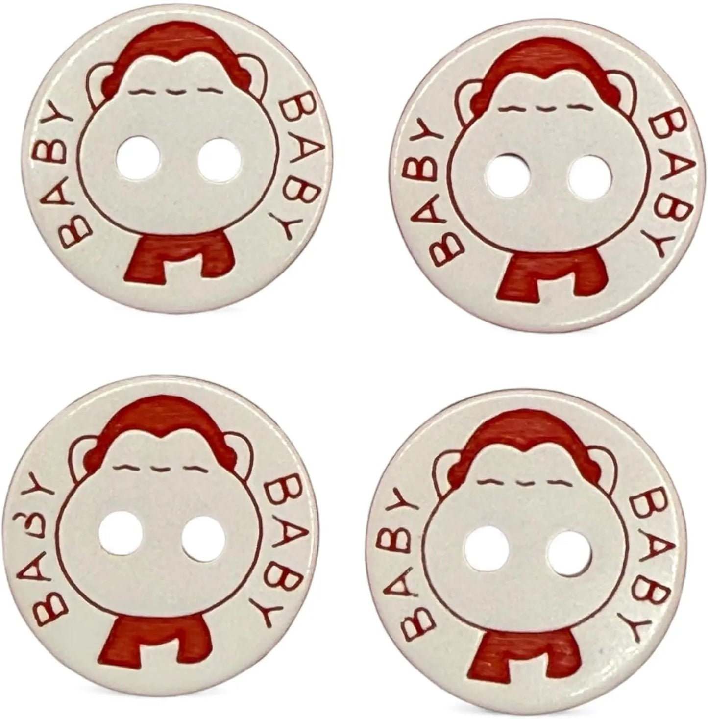 Decorative Baby Buttons, Red and White, 12.5mm, Pack of 10