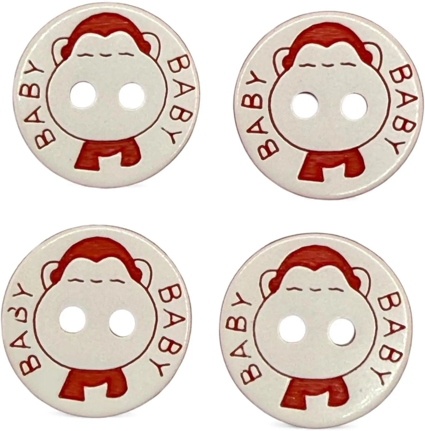 Decorative Baby Buttons, Red and White, 12.5mm, Pack of 10